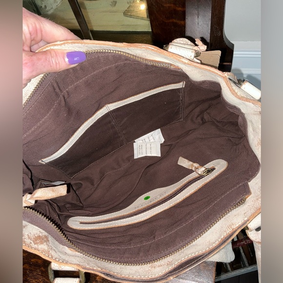 NWT Bed Stu Rockababy Patchwork Satchel Crossbody Bag Tan Nectar Lux MSRP $335 - Picture 10 of 11